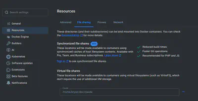 Add directory to share with container